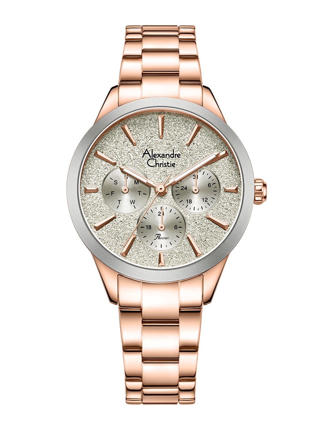 

Alexandre Christie Women Bracelet Style Straps Multi Function Watch, Rose gold