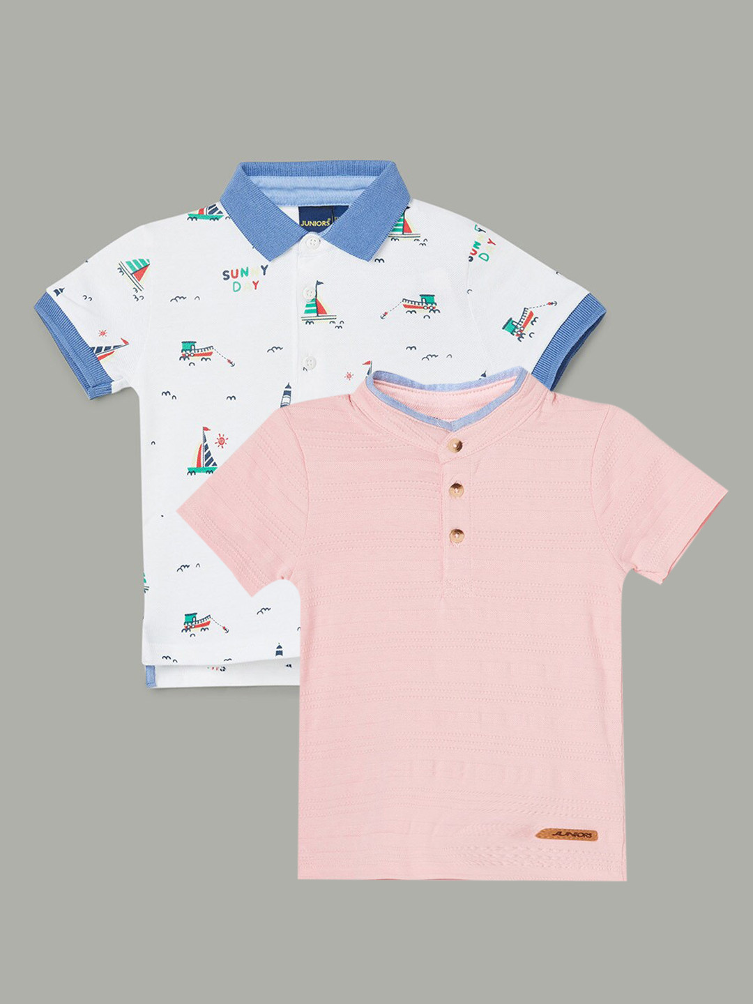 

Juniors by Lifestyle Boys Pack Of 2 Printed Cotton T-shirts, Pink