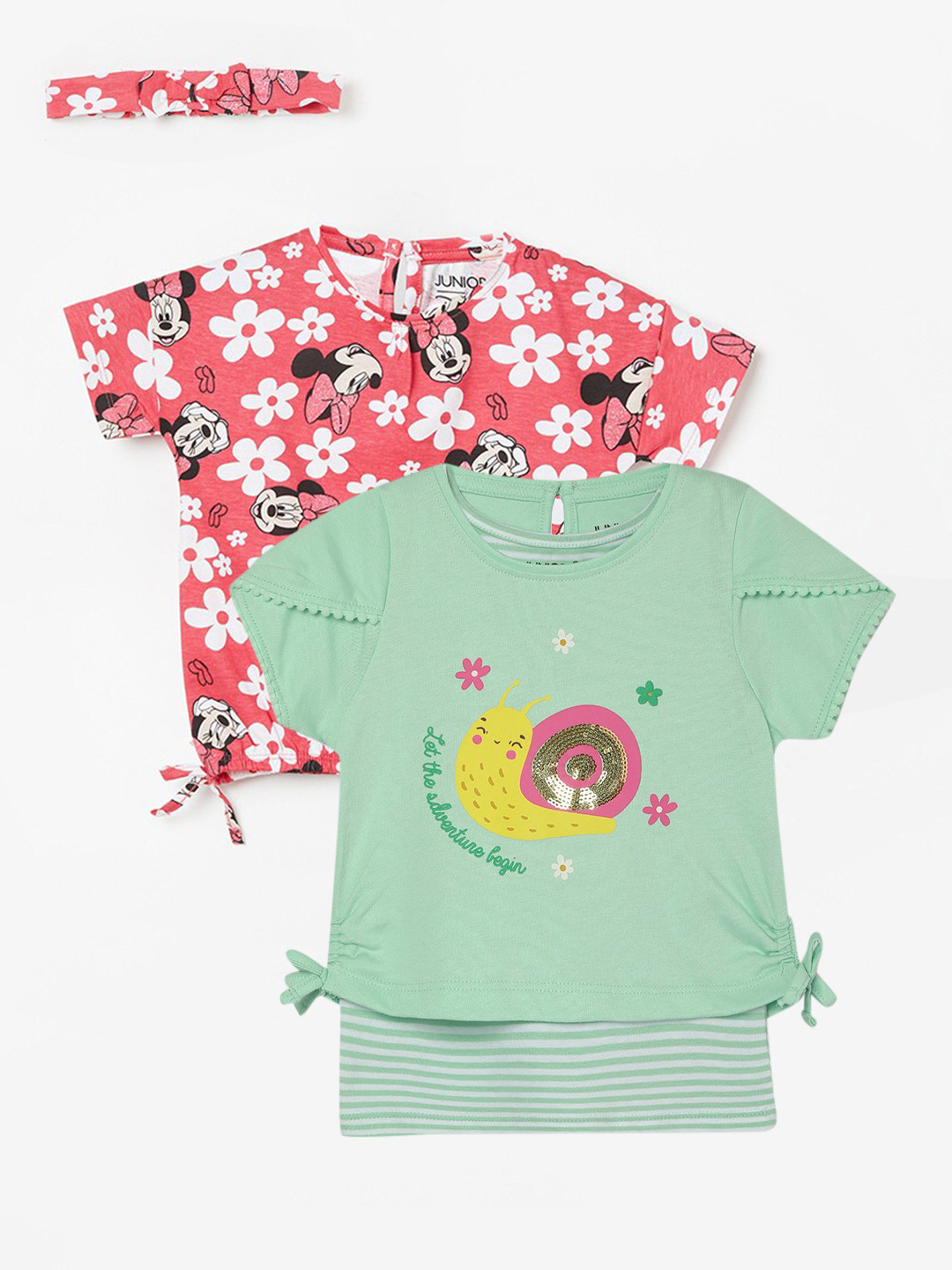 

Juniors by Lifestyle Girls Pack Of 2 Printed Cotton Tshirts, Green