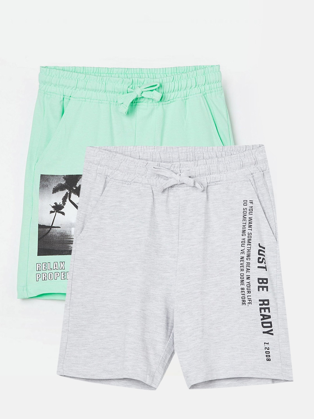 

Fame Forever by Lifestyle Boys Pack Of 2 Printed Cotton Shorts, Grey