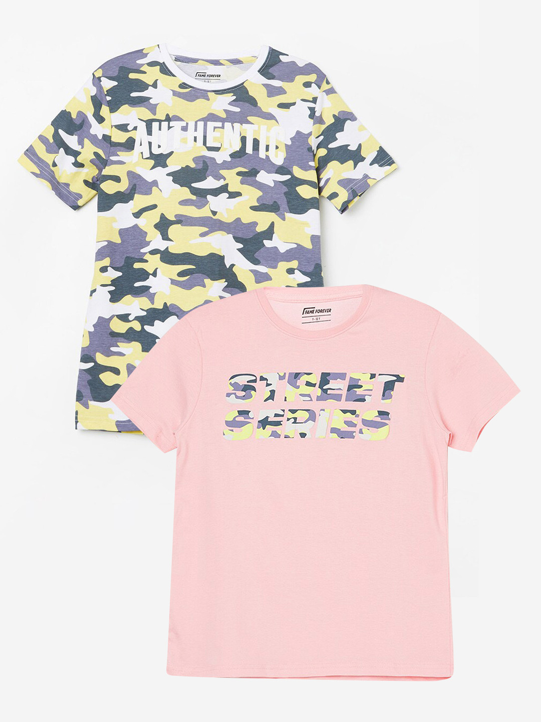 

Fame Forever by Lifestyle Boys Pack Of 2 Printed Cotton T-shirts, Pink