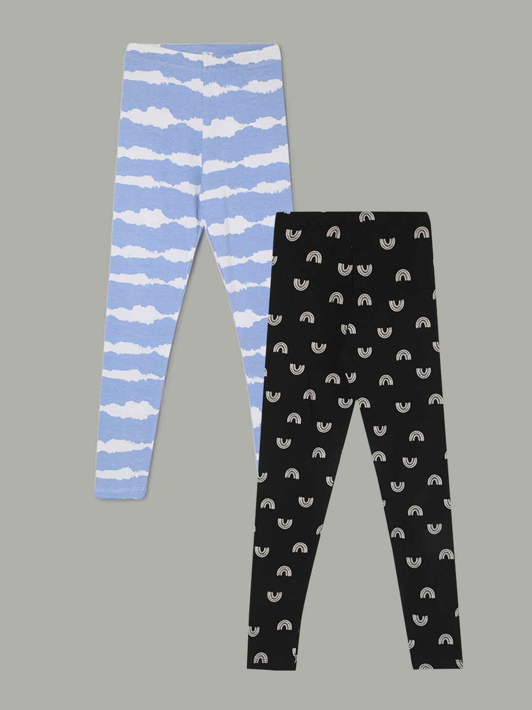 

Fame Forever by Lifestyle Girls Pack Of 2 Printed Cotton Leggings, Black
