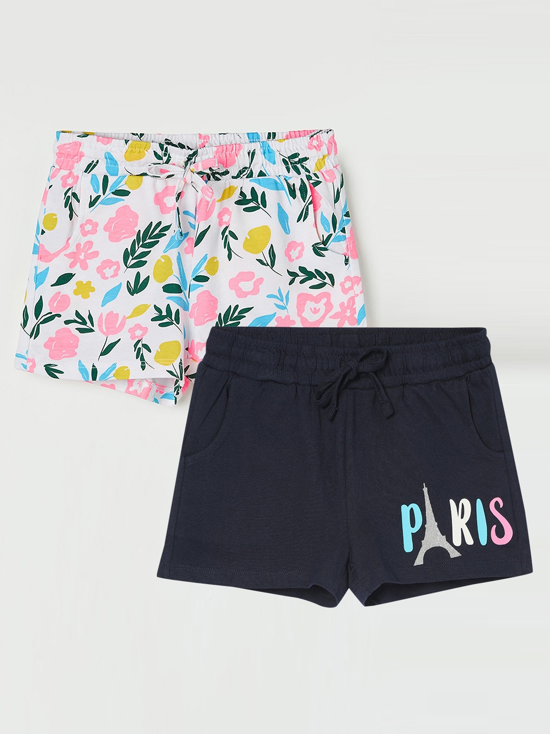 

Fame Forever by Lifestyle Girls Pack Of 2 Printed Cotton Shorts, Navy blue