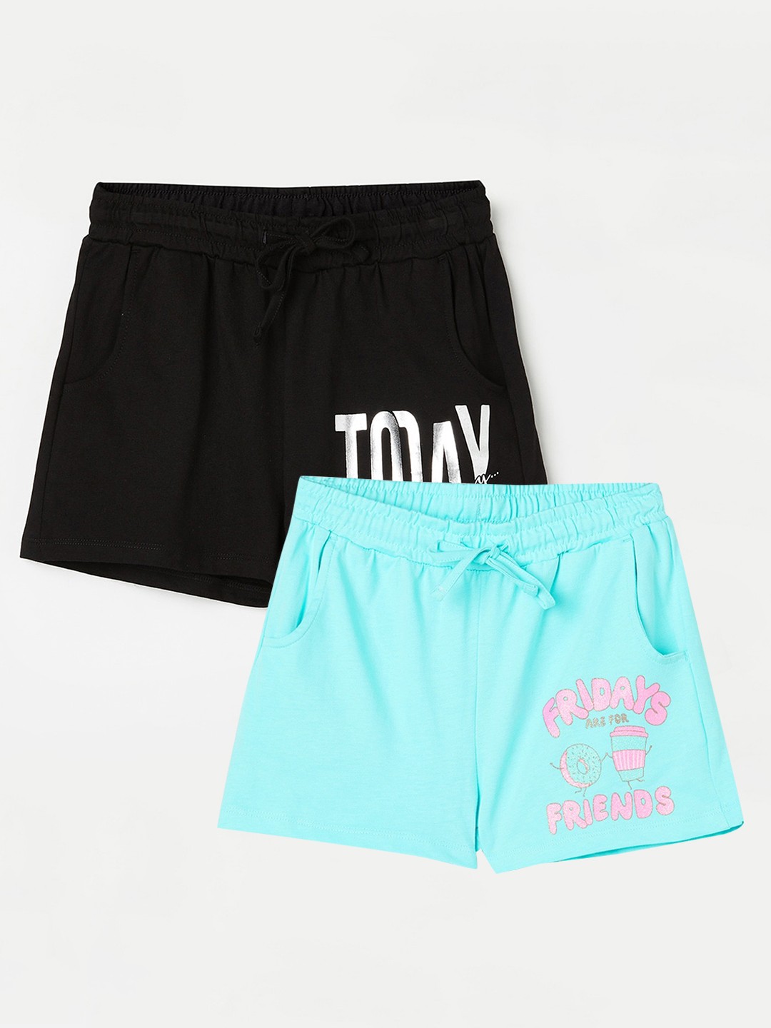 

Fame Forever by Lifestyle Girls Pack Of 2 Printed Cotton Shorts, Blue
