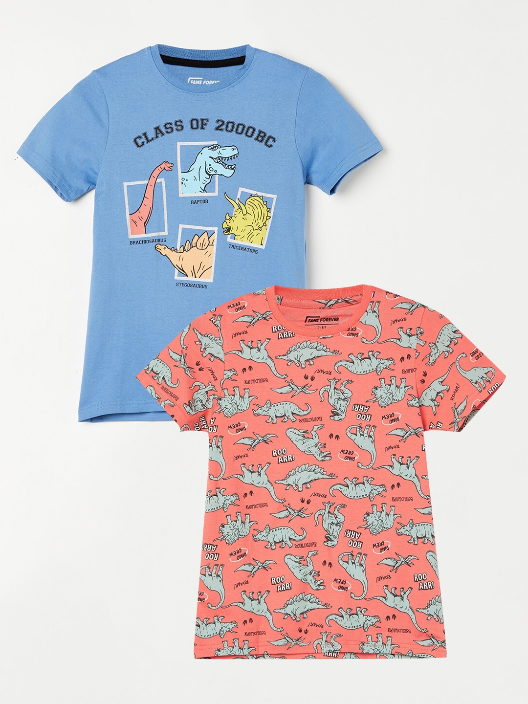 

Fame Forever by Lifestyle Boys Pack Of 2 Printed Cotton T-shirts, Coral