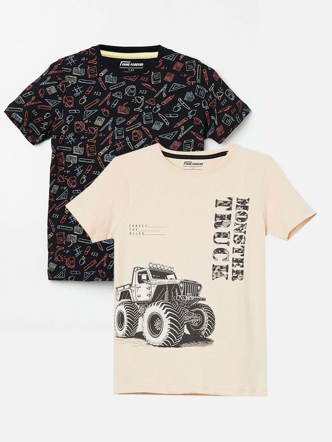 

Fame Forever by Lifestyle Boys Pack Of 2 Printed Cotton T-shirts, Pink