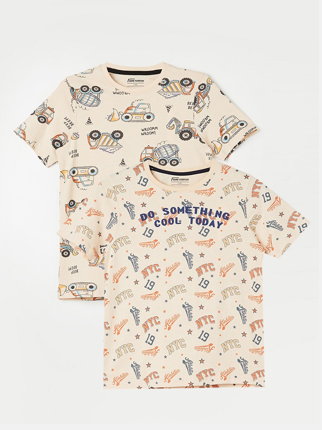 

Fame Forever by Lifestyle Boys Pack Of 2 Printed Cotton T-Shirts, Pink