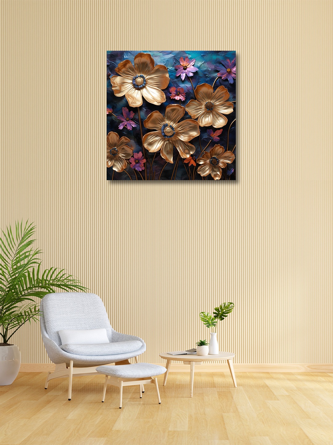 

OLIVE TREE Gold-Toned & Blue Canvas Other Painting Wall Art