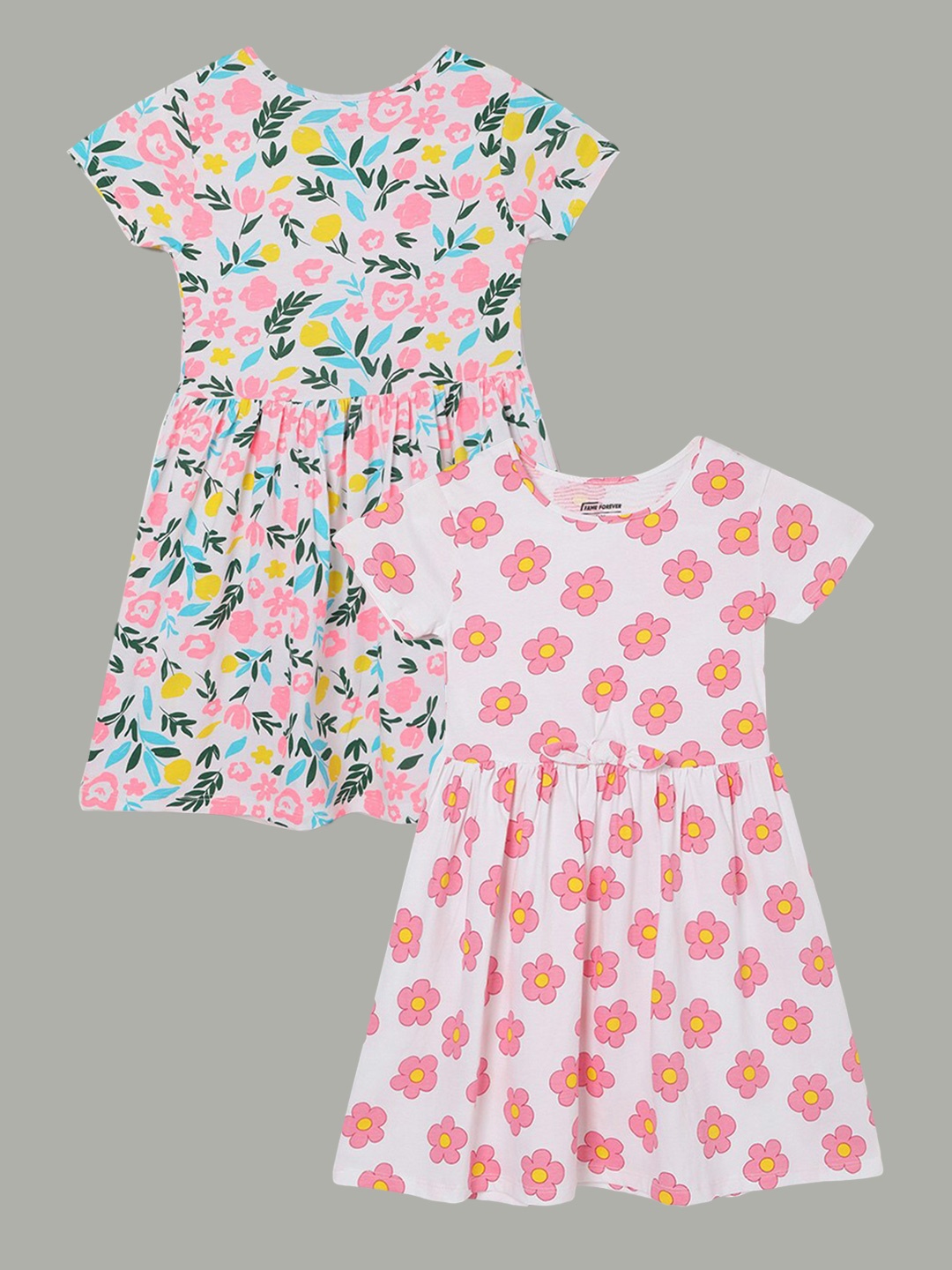 

Fame Forever by Lifestyle Girls Pack Of 2 Printed Pure Cotton Fit & Flare Dresses, White