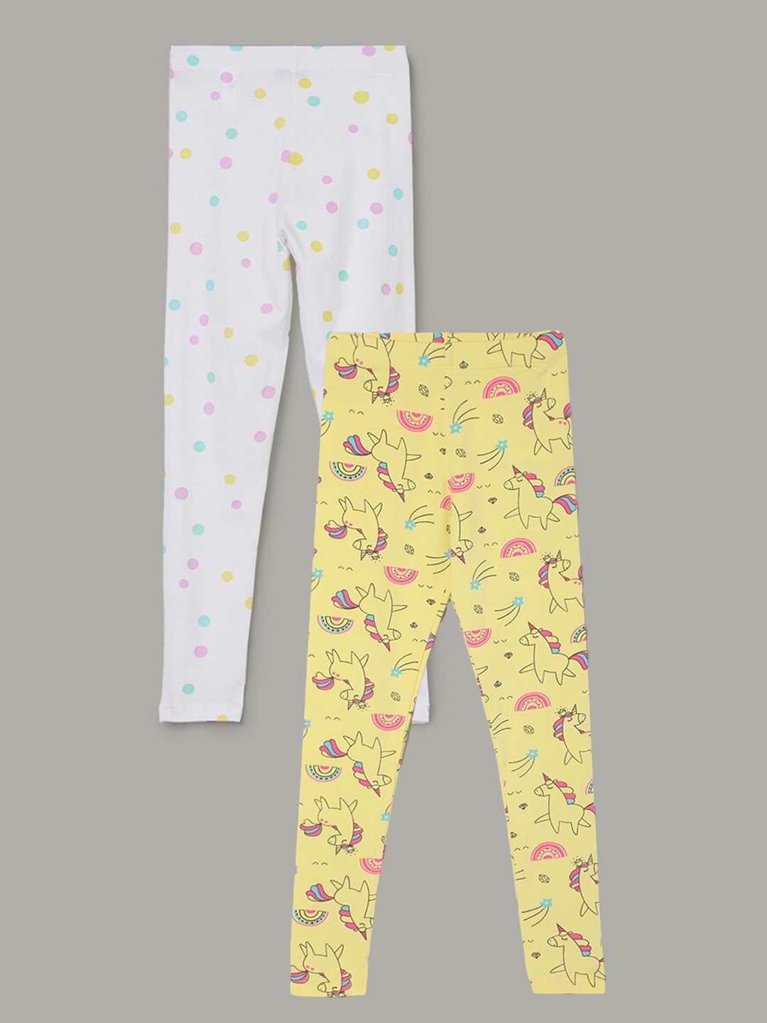 

Fame Forever by Lifestyle Girls Pack Of 2 Printed Leggings, Yellow