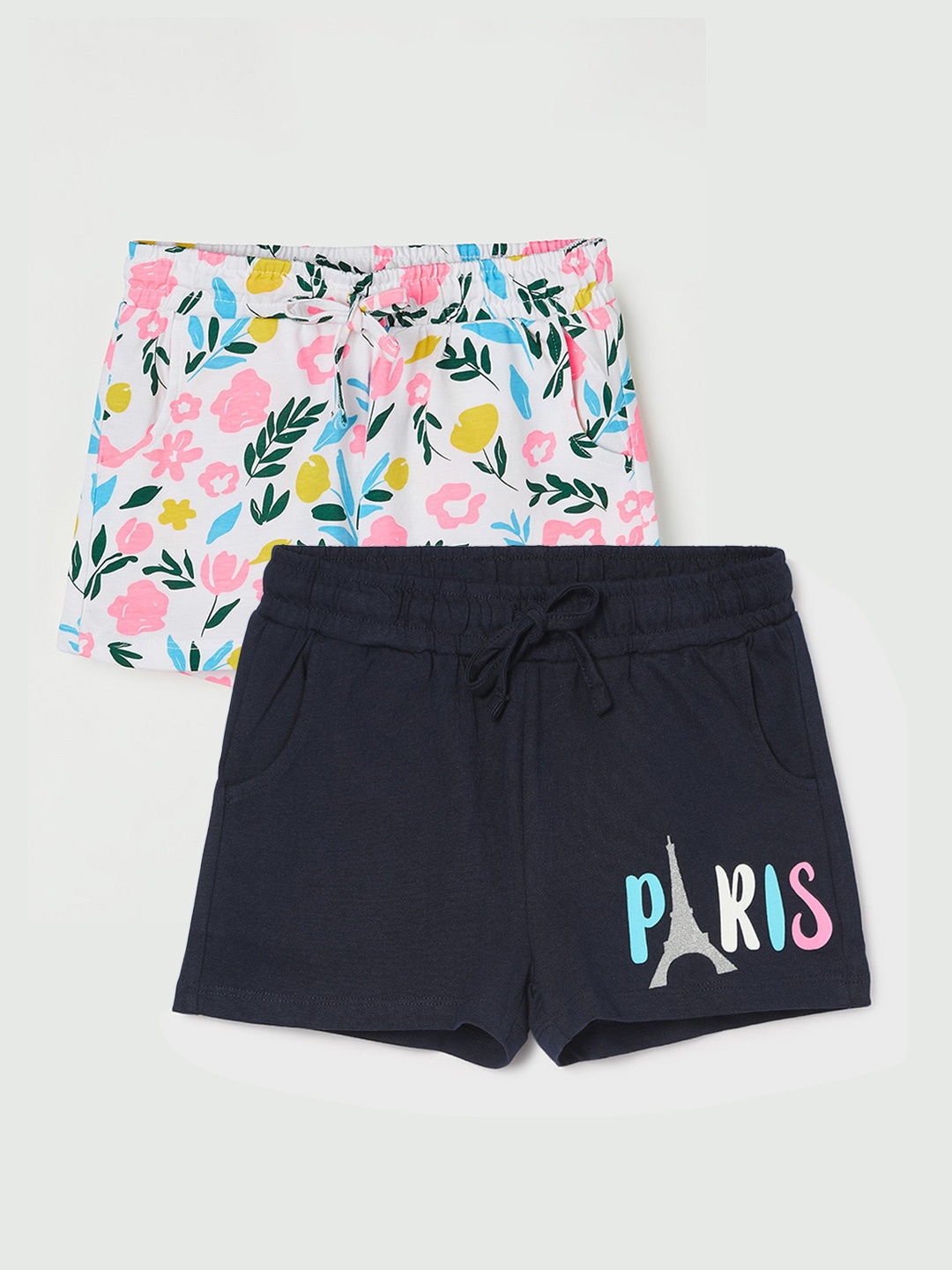 

Fame Forever by Lifestyle Girls Pack Of 2 Printed Pure Cotton Shorts, Navy blue
