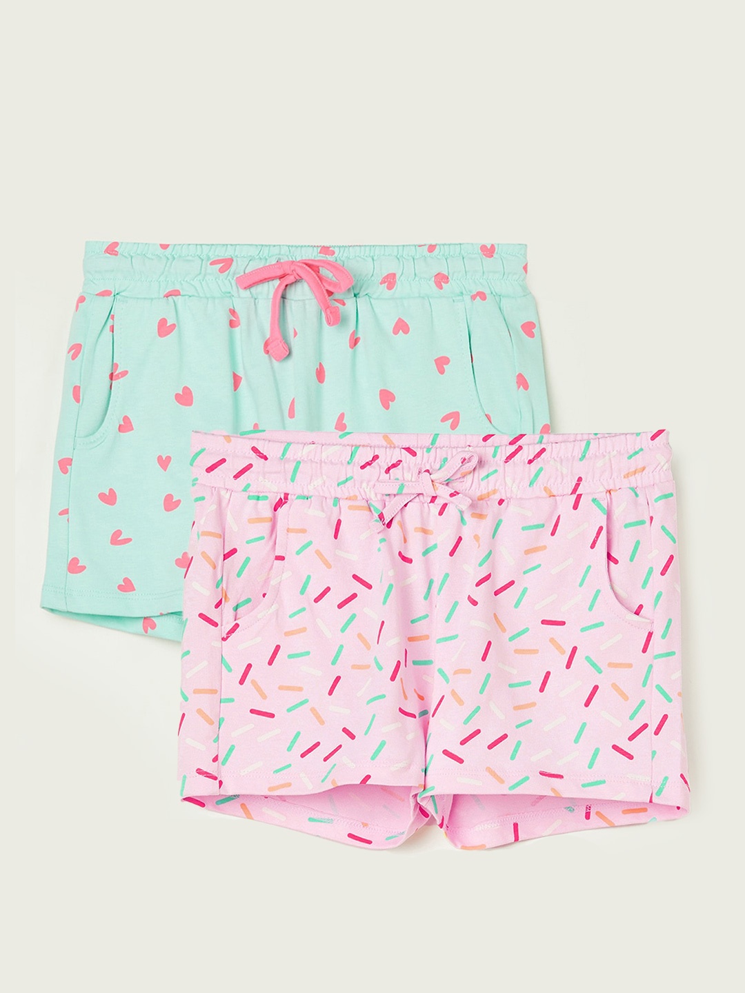 

Fame Forever by Lifestyle Girls Pack Of 2 Printed Pure Cotton Shorts, Pink