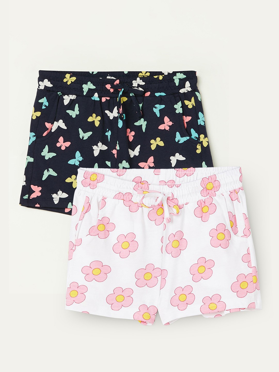 

Fame Forever by Lifestyle Girls Pack Of 2 Printed Pure Cotton Shorts, White