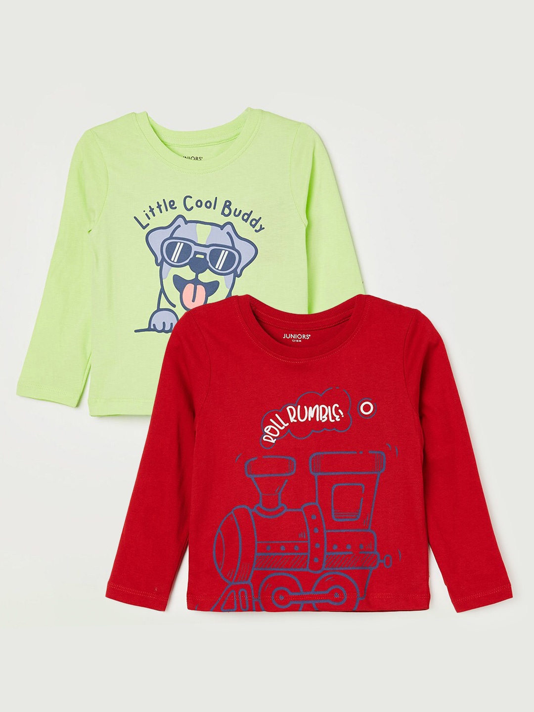 

Juniors by Lifestyle Infant Boys Pack Of 2 Printed Pure Cotton T-Shirts, Red
