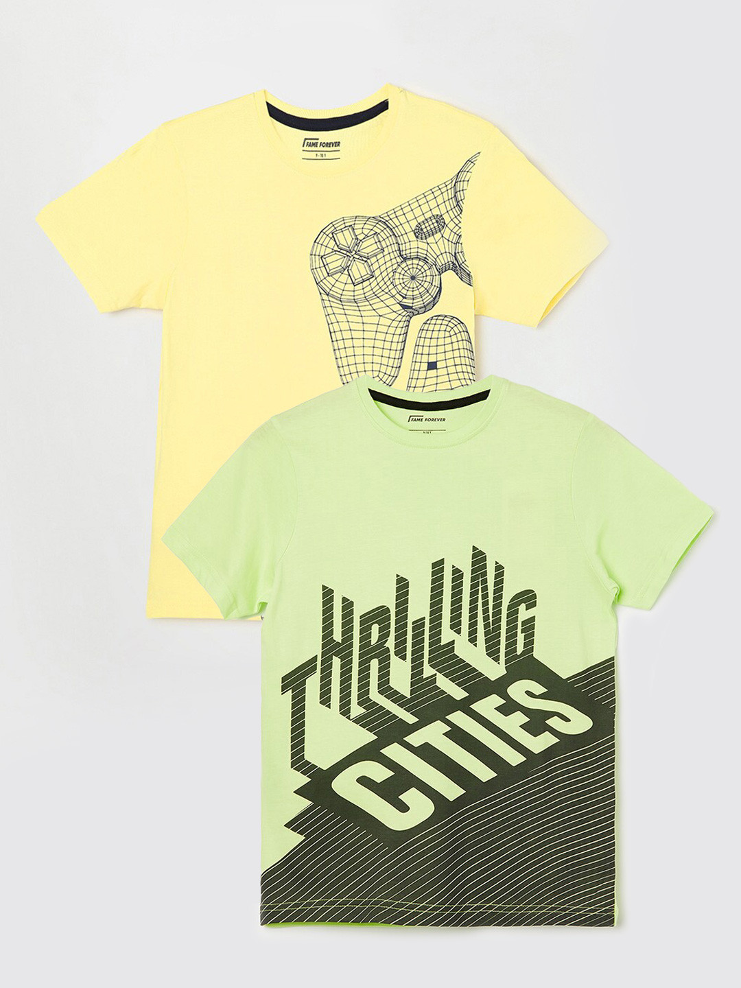 

Fame Forever by Lifestyle Boys Pack Of 2 Printed Pure Cotton T-Shirts, Green
