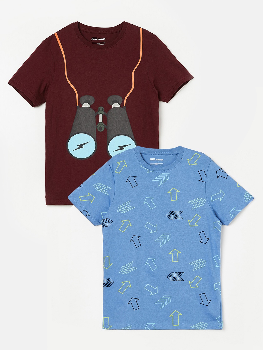 

Fame Forever by Lifestyle Boys Pack Of 2 Printed Pure Cotton T-Shirts, Blue