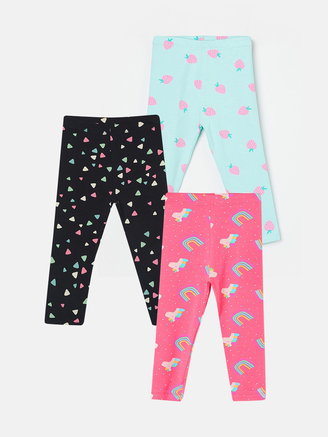 Juniors by Lifestyle Infant Girls Pack Of 3 Printed Leggings, Pink
