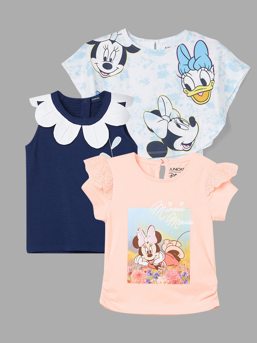 

Juniors by Lifestyle Infant Girls Pack Of 3 Cotton T-Shirts, Peach