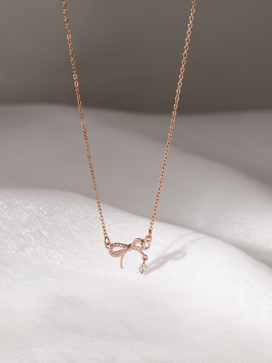 

Rubans Stainless Steel 18 KT Rose Gold Plated Tarnish-Free Waterproof Studded Necklace