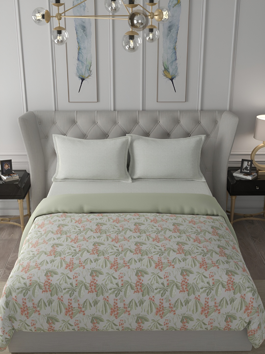 

MASPAR Green & Red Floral Printed Cotton Single Quilt