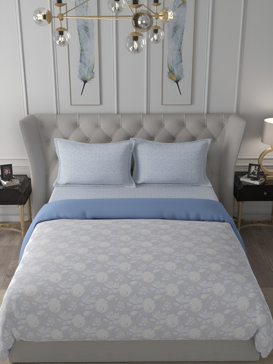 

MASPAR Blue Printed 110 GSM Cotton Double Queen Quilt