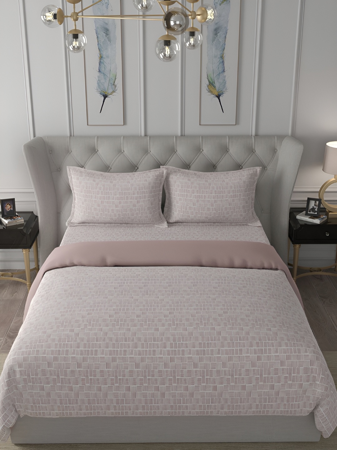 

MASPAR Brown & White Geometric Printed Cotton 300 GSM Double Bed Quilt