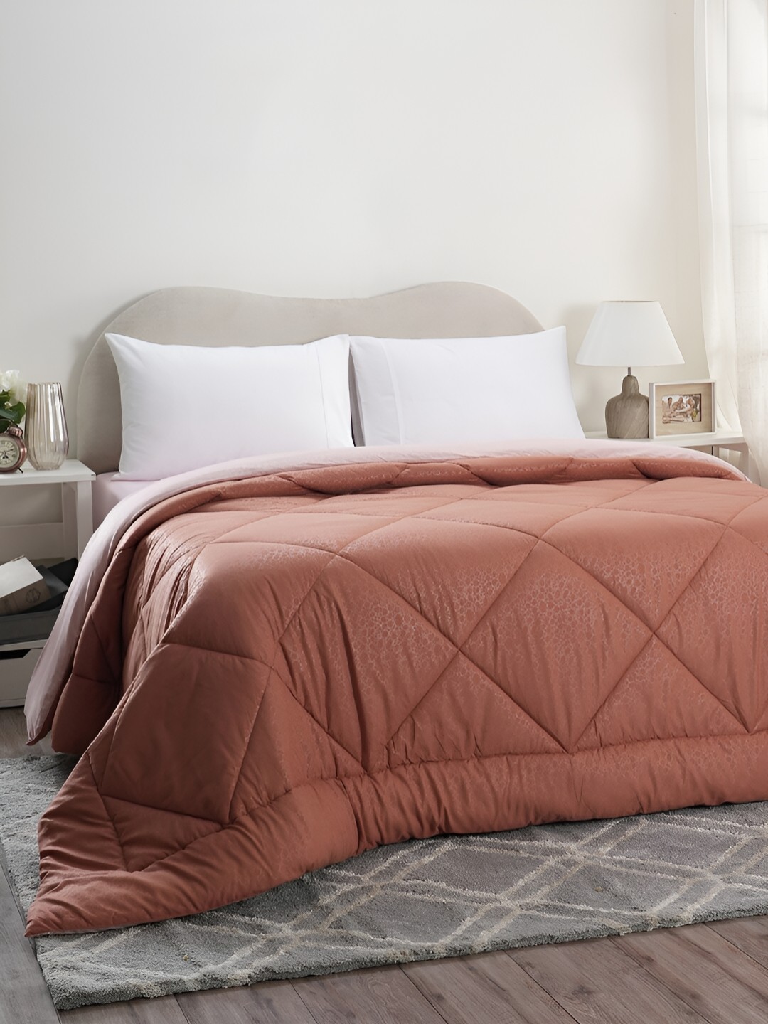 

MASPAR Brown & Rust Geometric Printed Cotton 150 GSM Double Quilt