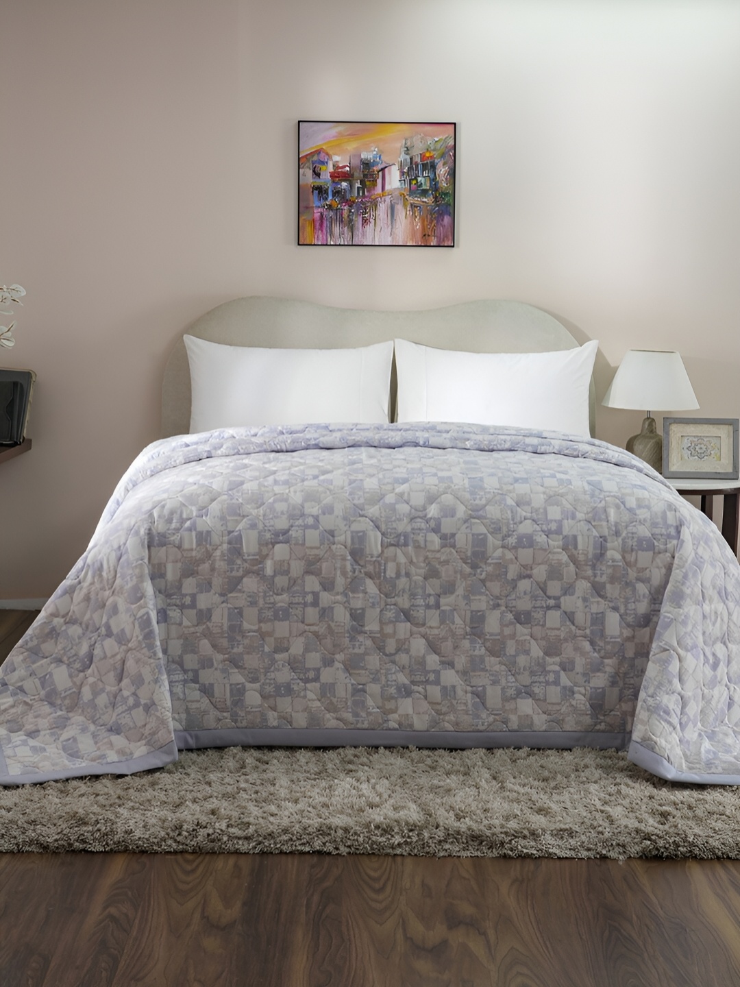 

MASPAR Blue & Grey Abstract Printed Cotton 120 GSM Double Quilt