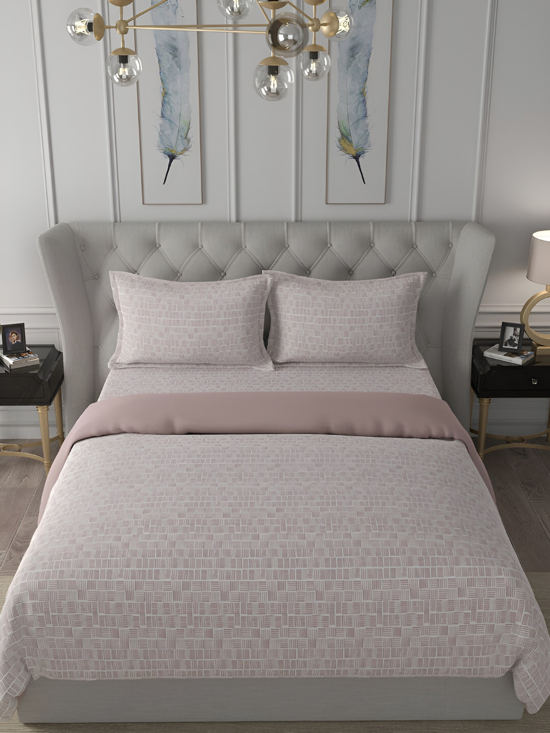 

MASPAR Brown & White Printed Cotton 110 GSM Double Quilt