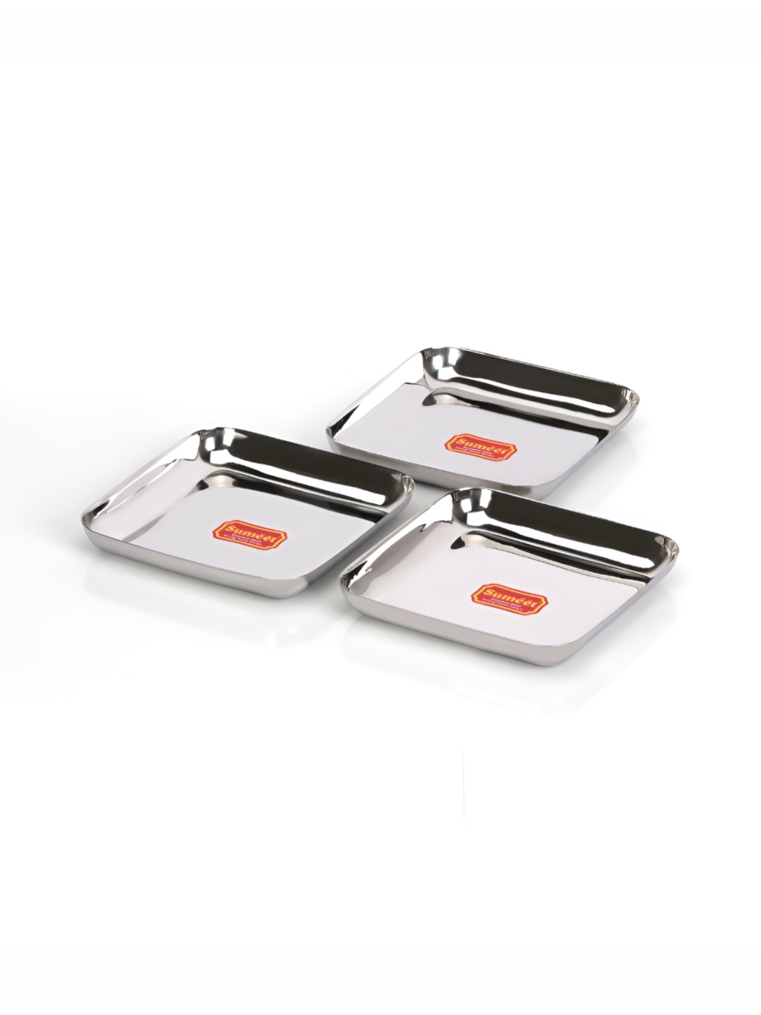

Sumeet 3 Pcs Stainless Steel Square Plates