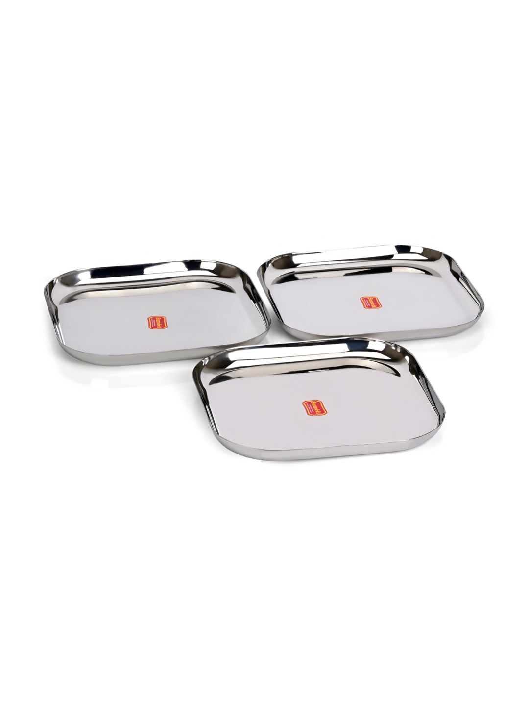 

Sumeet 3 Pcs Stainless Steel Big Square Shape Meal Plates