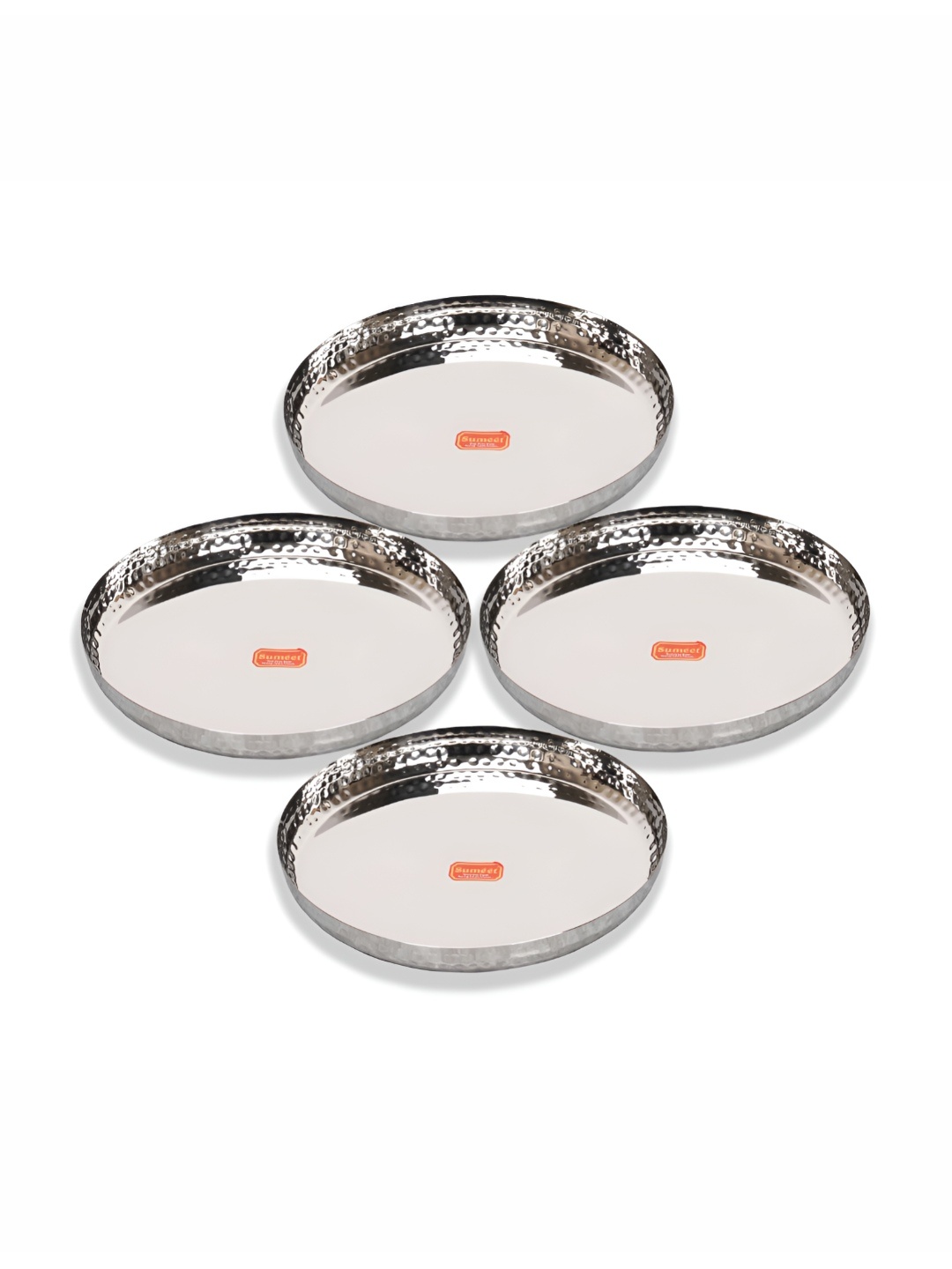 

Sumeet 4 Pcs Stainless Steel Hammered Textured Mirror Finish Heavy Gauge Dinner Plates