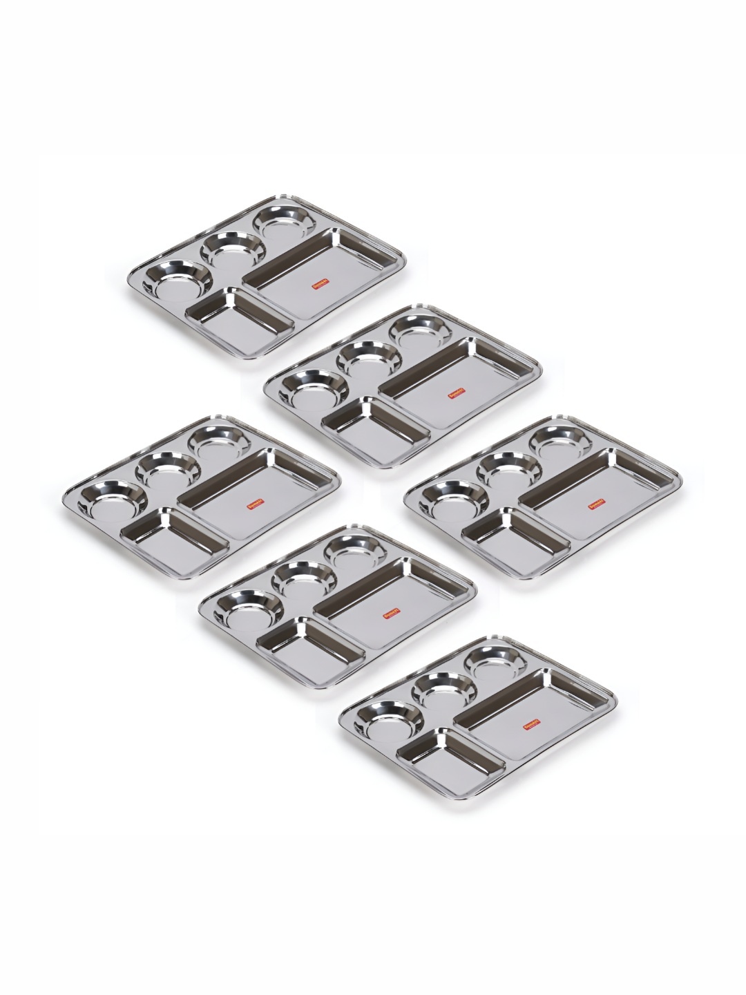 

Sumeet 6 Pcs Stainless Steel 5 In 1 Compartment Dinner Plates