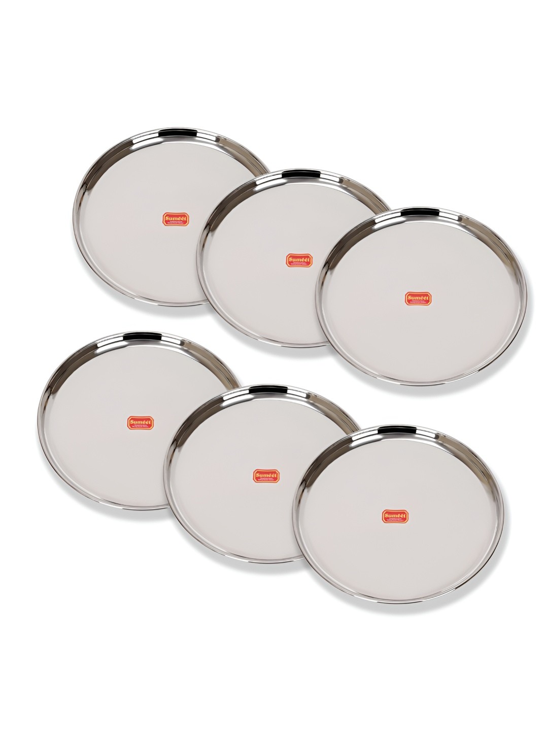

SUMEET 6 Pcs Stainless-Steel Dinner Plates