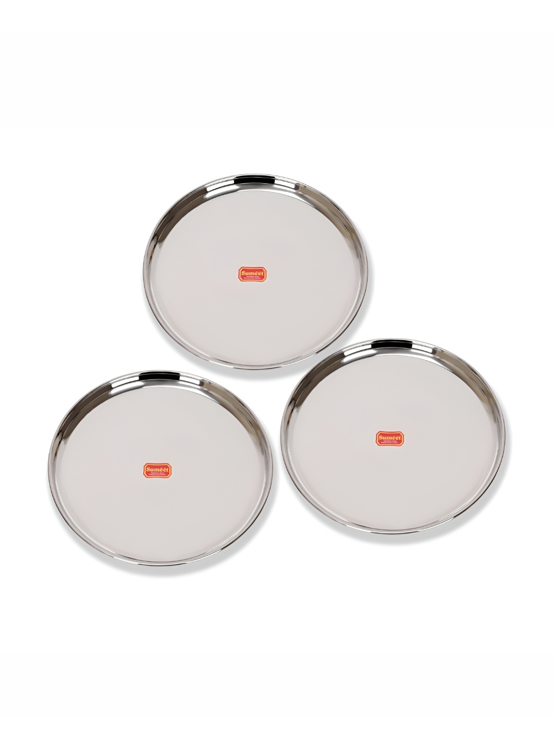 

SUMEET 3 Pcs Stainless-Steel Dinner Plates