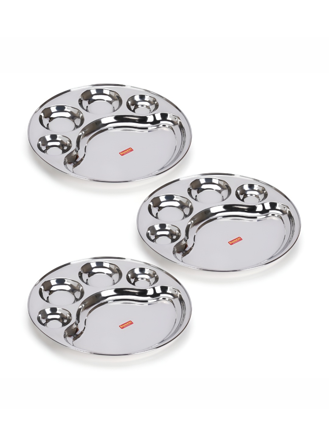 

Sumeet 3 Pcs Stainless-Steel 5-in-1 Compartment Plates