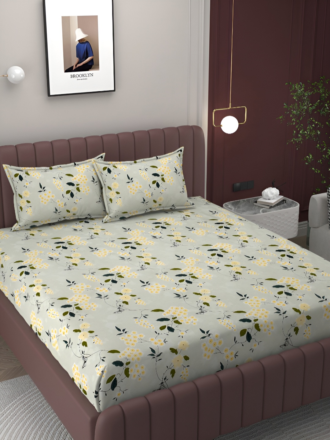 

Bromwick Green & Black Floral 250 TC King Double Bedsheet With 2 Pillow Covers