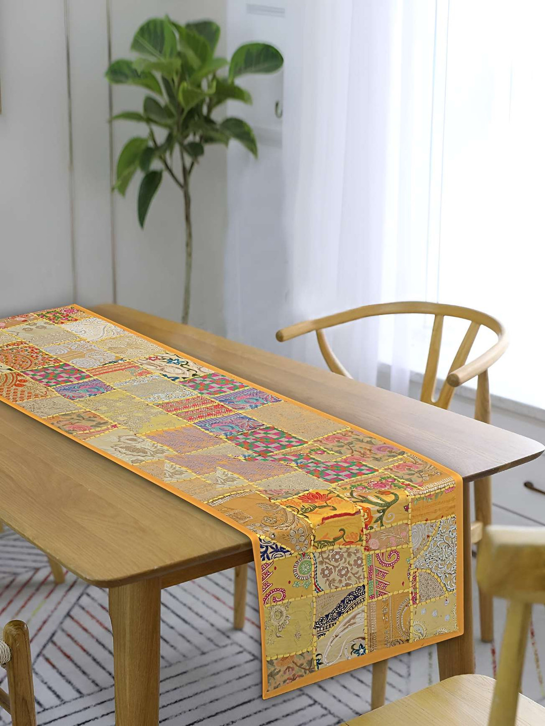 

E-Ezra Yellow & Red Printed Cotton Table Runner