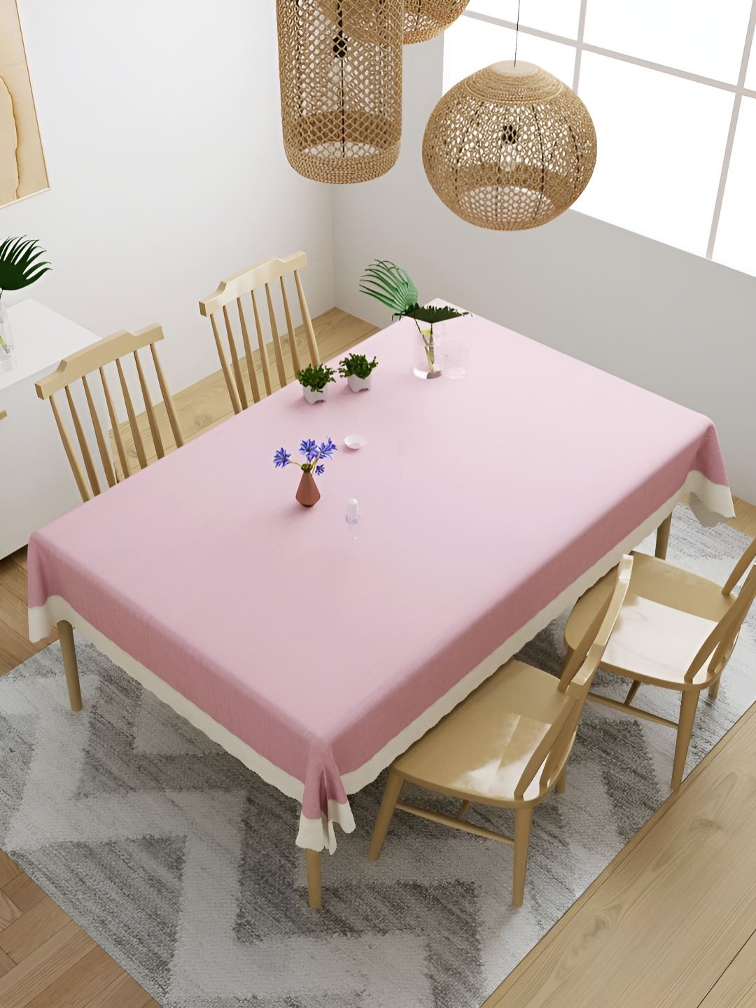 

CASA-NEST Pink Rectangular Anti-Slip 6-Seater Table Cover