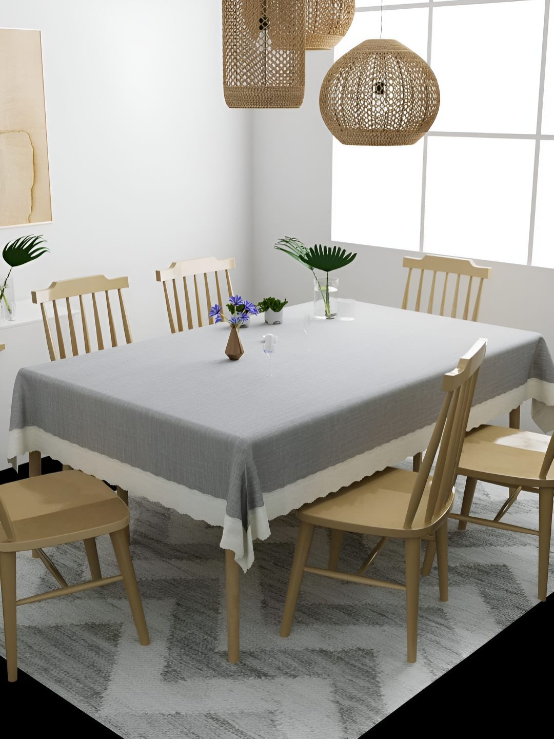 

CASA-NEST Grey Rectangular Anti-Slip 6-Seater Table Cover