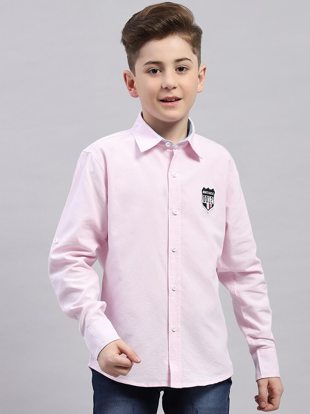 

Monte Carlo Boys Spread Collar Cotton Casual Shirt, Pink