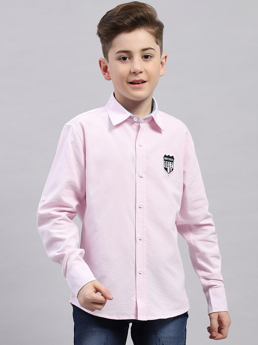 

Monte Carlo Boys Spread Collar Cotton Casual Shirt, Pink