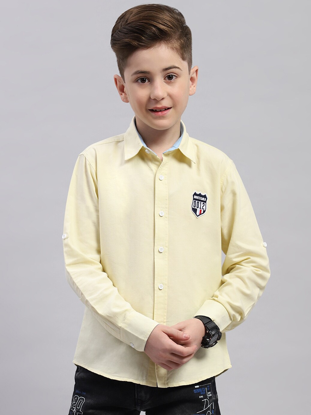

Monte Carlo Boys Spread Collar Cotton Casual Shirt, Yellow