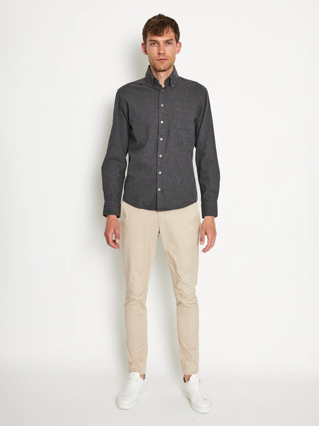 

Bruun & Stengade Button-Down Collar Pure Cotton Casual Shirt, Black
