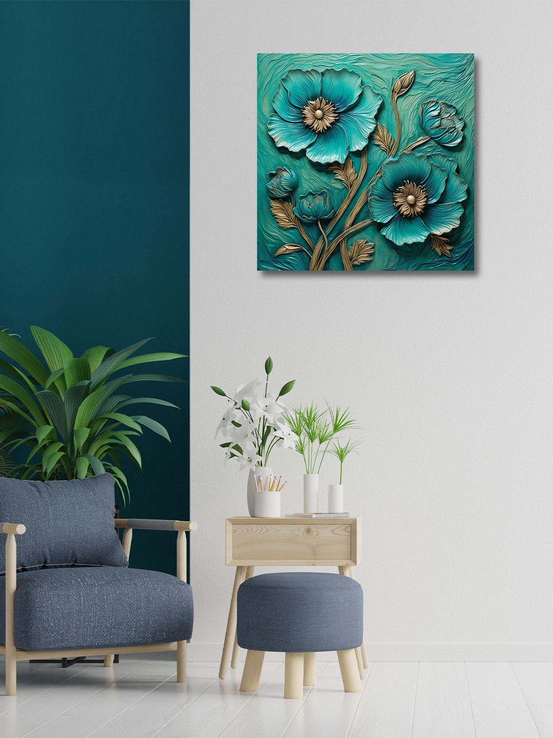 

OLIVE TREE Green & White Canvas Other Painting Wall Art