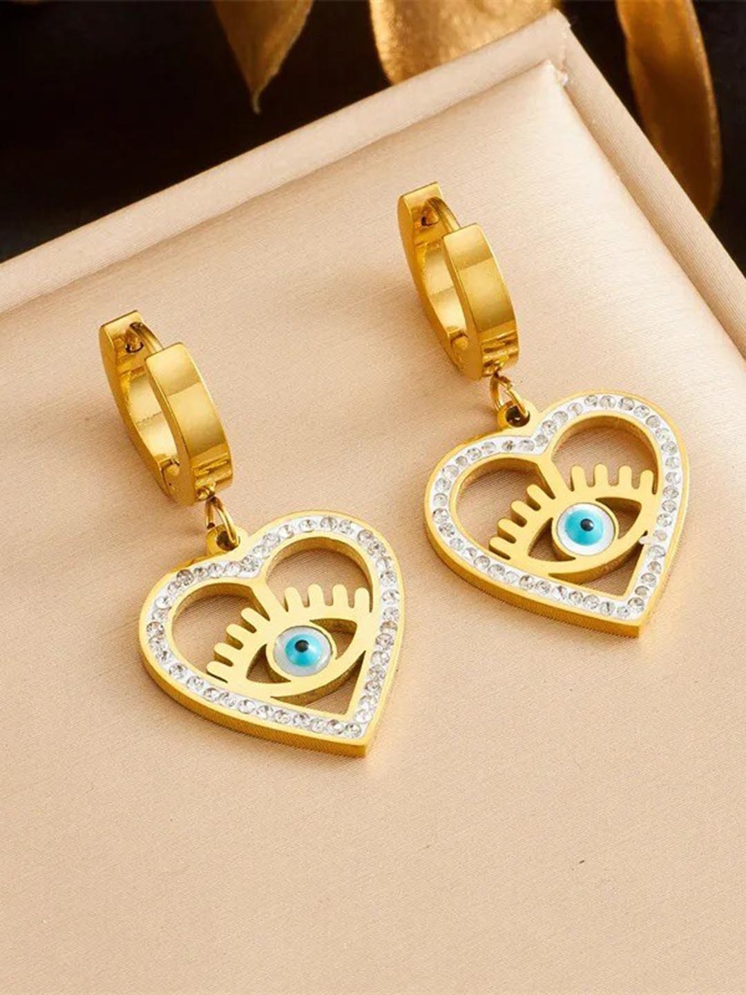 

VIEN Gold-Plated Evil Eyes Cubic Zirconia Drop Earrings