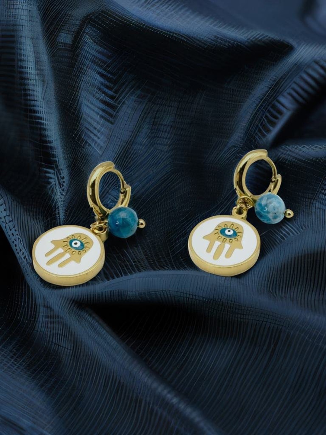 

VIEN Gold-Plated Beaded Hoop Earrings