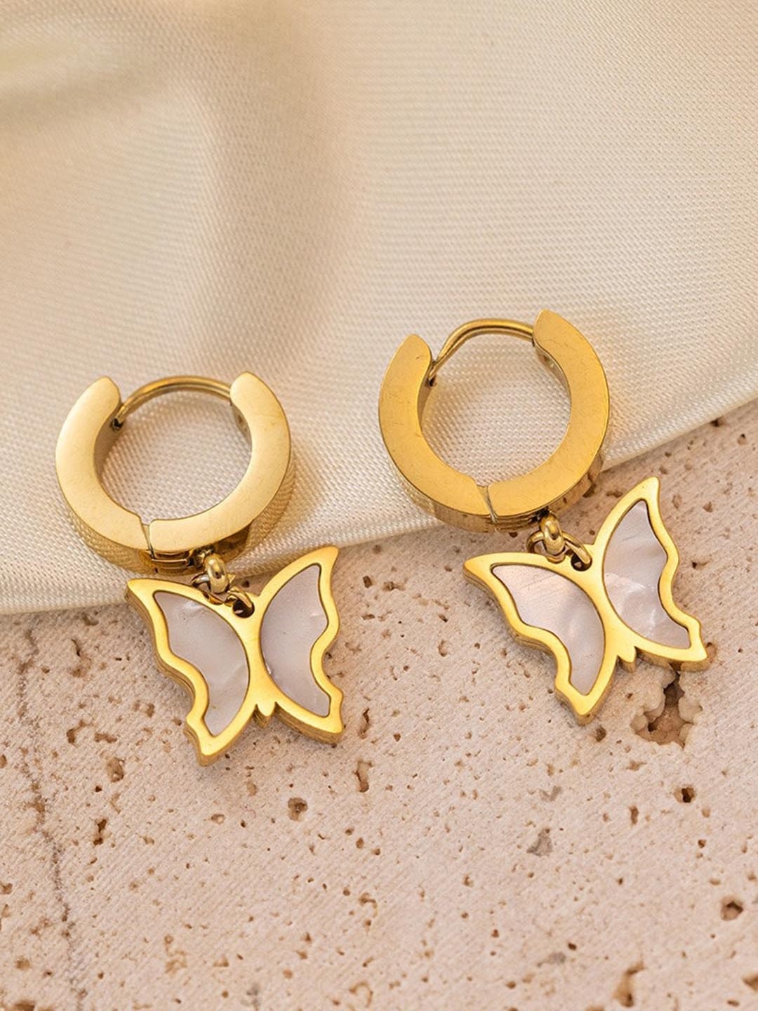 

VIEN Drop Earrings Butterfly Shaped Hoop Earrings, Gold