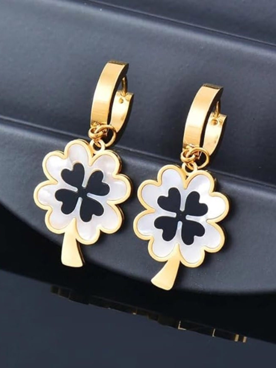 

VIEN Gold-Plated Studded Contemporary Drop Earrings