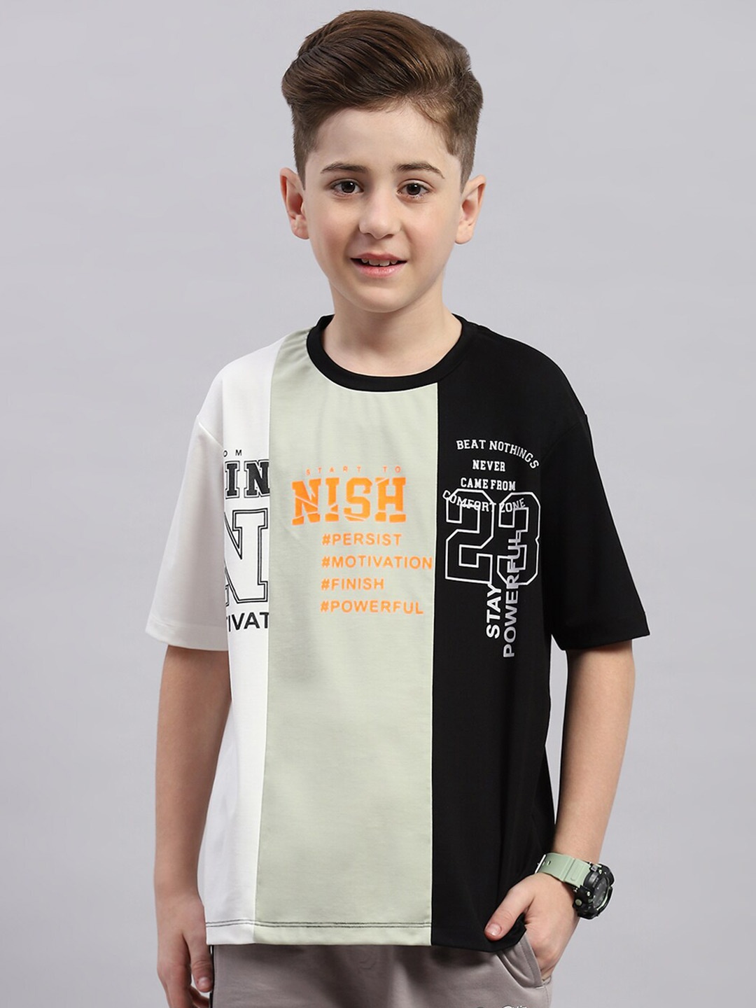Monte Carlo Boys Typography Printed Cotton T-shirt, Black